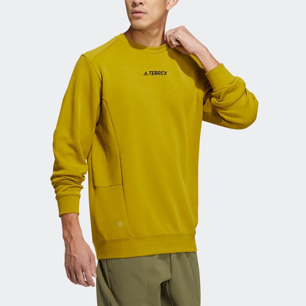 Adidas Tx Logo Crew Sweatshirt With Three Stripes Print Unisex Sweatshirt Yellow HN2034