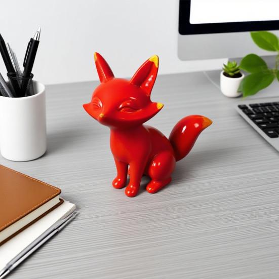 Cinnabar Fox Ornament Red Fox Figurine Miniature Fox Statue Sculpture Car Dashboard Home Office Feng Shui Decoration