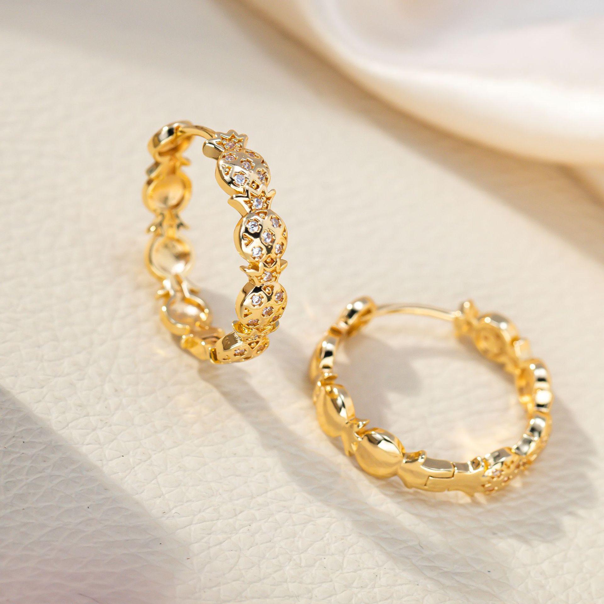 Korean Style Pineapple Zirconia Fruit Earrings for Women - Trendy Celebrity-Inspired Stud Jewelry