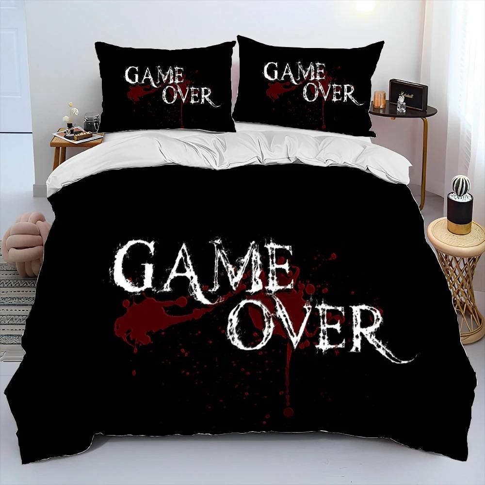 Gamer Game Over Cartoon Comforter Bedding CollectionDuvet Cover Bed Collection Quilt Cover PillowcaseKing Queen Size Bedding Collection Adult Boys
