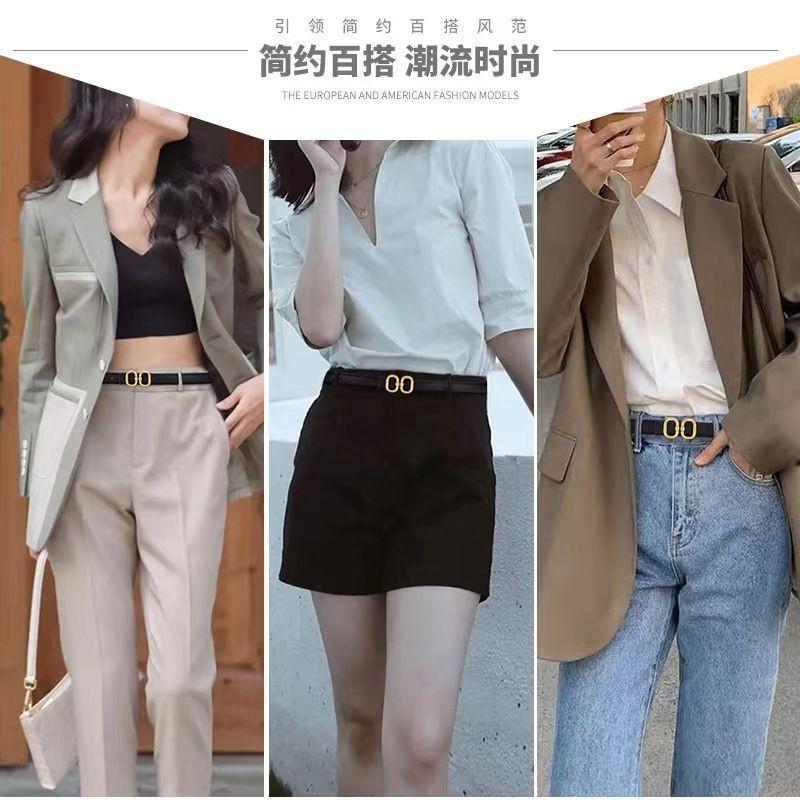 Womens PU Leather Belt With Smooth Buckle Minimalist Casual Waistband Jeans Office Everyday Wear Black Brown