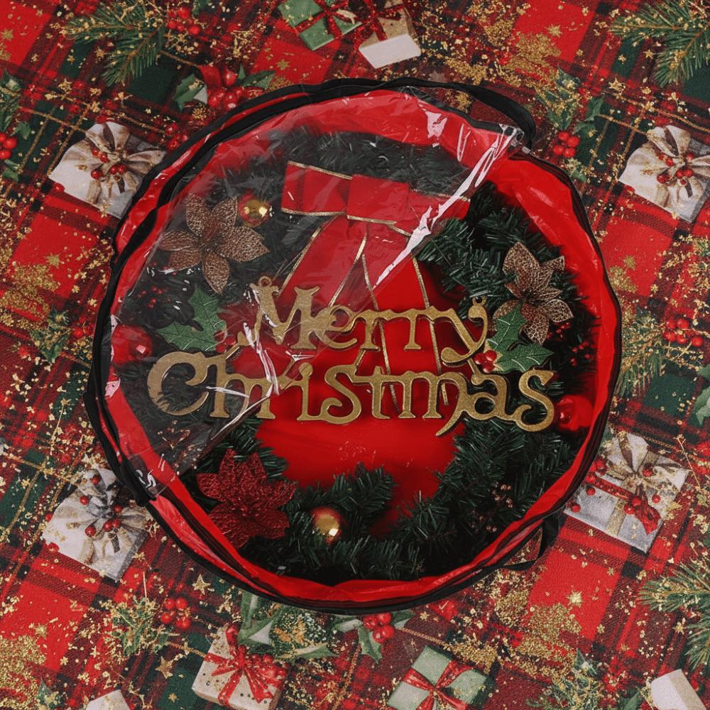 Dust-proof Christmas Wreath Storage Bag Transparent Window Christmas Wreath Container Home