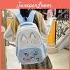 Cat Pattern Student Backpack With Transparent Compartment And Badge For School And Travel