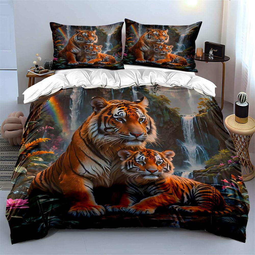 Wildlife Tiger Wall Decor Multiple Sizes Kid'S And Adults' Bedroom Exquisite 3Pc Bedding Set, Gift