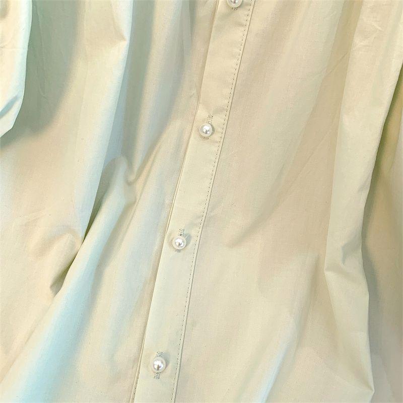 French Mint Bubble Round Neck Shirt - Summer 2026 Design, Short Sleeve, Loose Fit Top