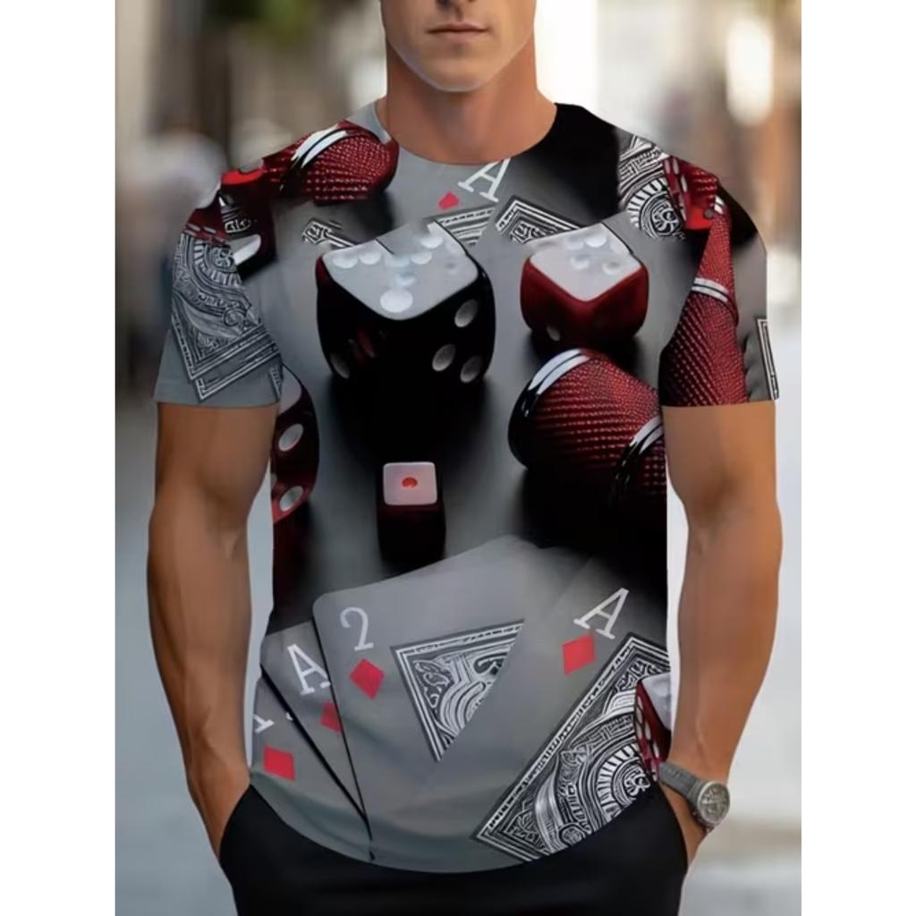 New Summer Men's Fashion T-shirt Personality Simple Pattern Printed Men's T-shirt Top