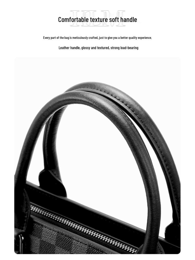 Men's Korean-Style Plaid Business Handbag: Trendy Large-Capacity Shoulder Bag & Briefcase
