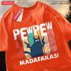 Pew Pew Madafakas Double Gun Cat Male T-Shirt Quality T Shirts Summer Oversized Short Sleeve Clothes Cotton Loose Street Tops