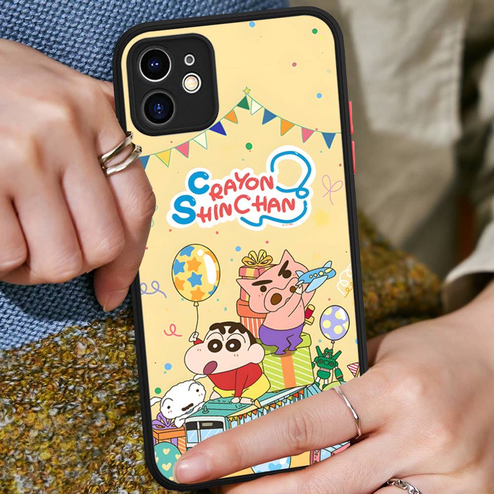 Anime Crayon Shin-Chan Matte Transparent Phone Cover For IPhone Case 16 15 14 13 12 11 Pro Max X XS Max Plus