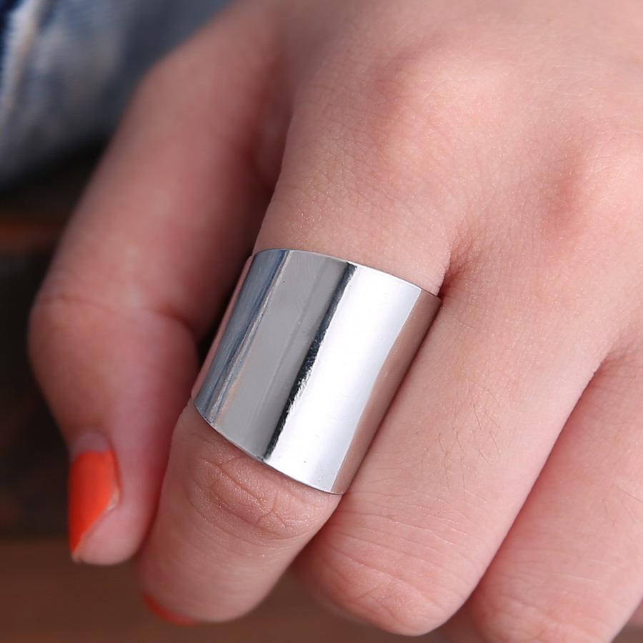 Fashion Silver Color Opening Ring For Women Men Peronality Large Wide Finger Rings Party Jewelry