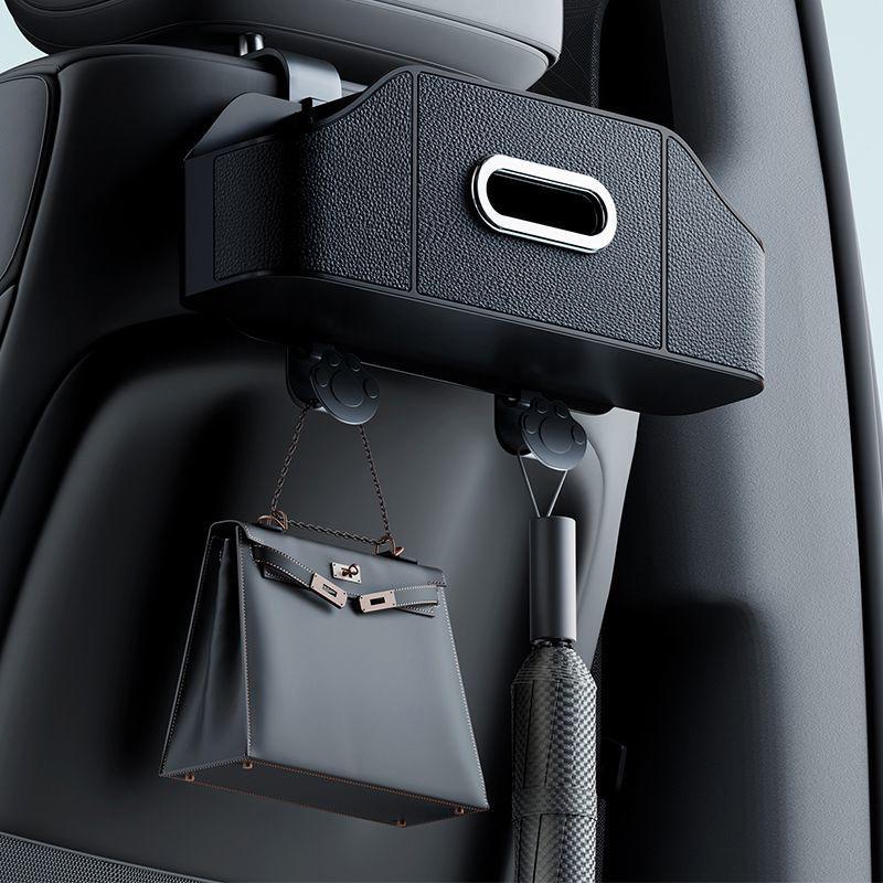 Multifunctional Car Back Seat Storage Organizer Scratch-Resistant Tissue Box With 2 Cup Holders Universal Stowing Space Tidying