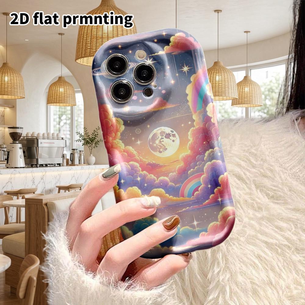 Phone Case: 2D Flat Design Suitable for iPhone 18, 17, 16, 15, 14, 13 Pro Film Protective Case, Couple Style, Cloud Sea Planet, Christmas and Hallowee