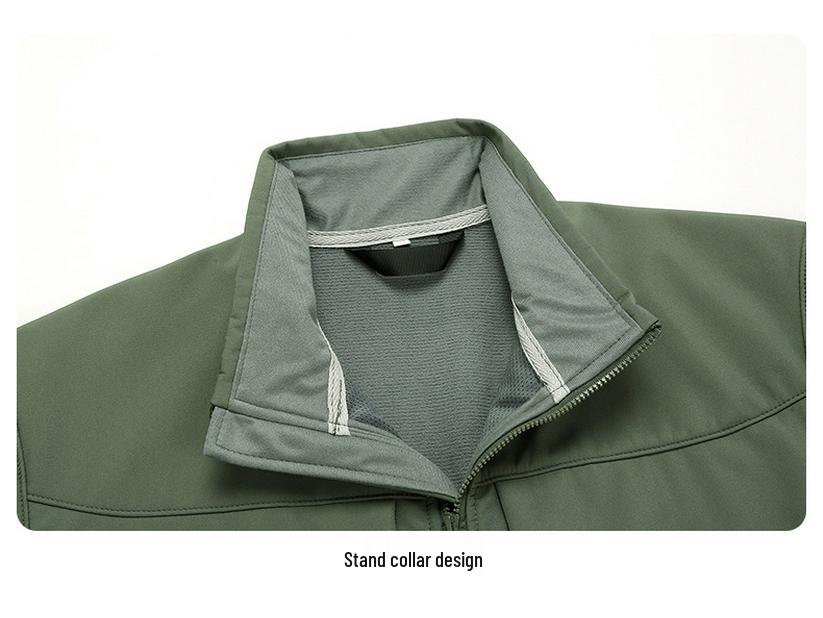 Unisex Waterproof Windproof Softshell Jacket with Stand-Up Collar for Outdoor Activities