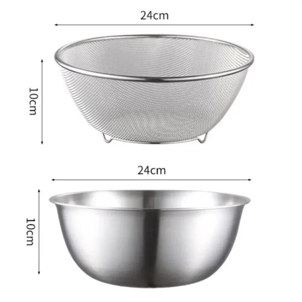 

2 шт./Набор Многофункциональная корзина для мытья риса и слива Воронка для раковины из нержавеющей стали Кухонный органайзер 24cm