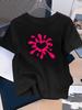 Women's Casual Elegant White Pink Splash Pattern Printed T-shirt - Round Neck Short Sleeves Suitable for Casual Wear Commuting