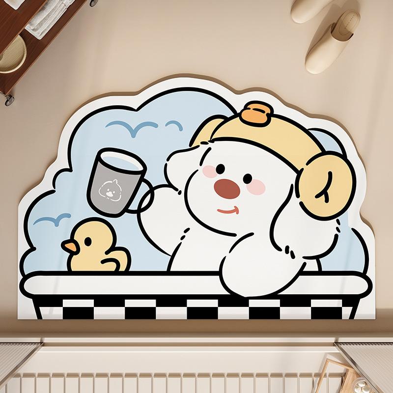 

Мультяшный коврик для ванной с собакой, коврик для туалета, коврик для двери, впитывающий коврик для ног, нескользящий, быстросохнущий, утолщенный коврик для ног 40X60cm 15.7X23.6in