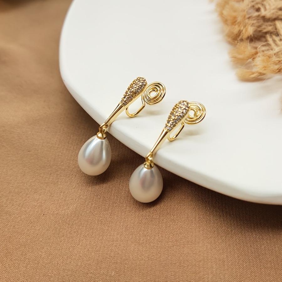 [Orecchini a Clip a Goccia] Eleganti e Sexy Orecchini a Lunga Goccia Finti a Goccia di Alta Gamma - Zirconia Sintetica, Materiale in Rame