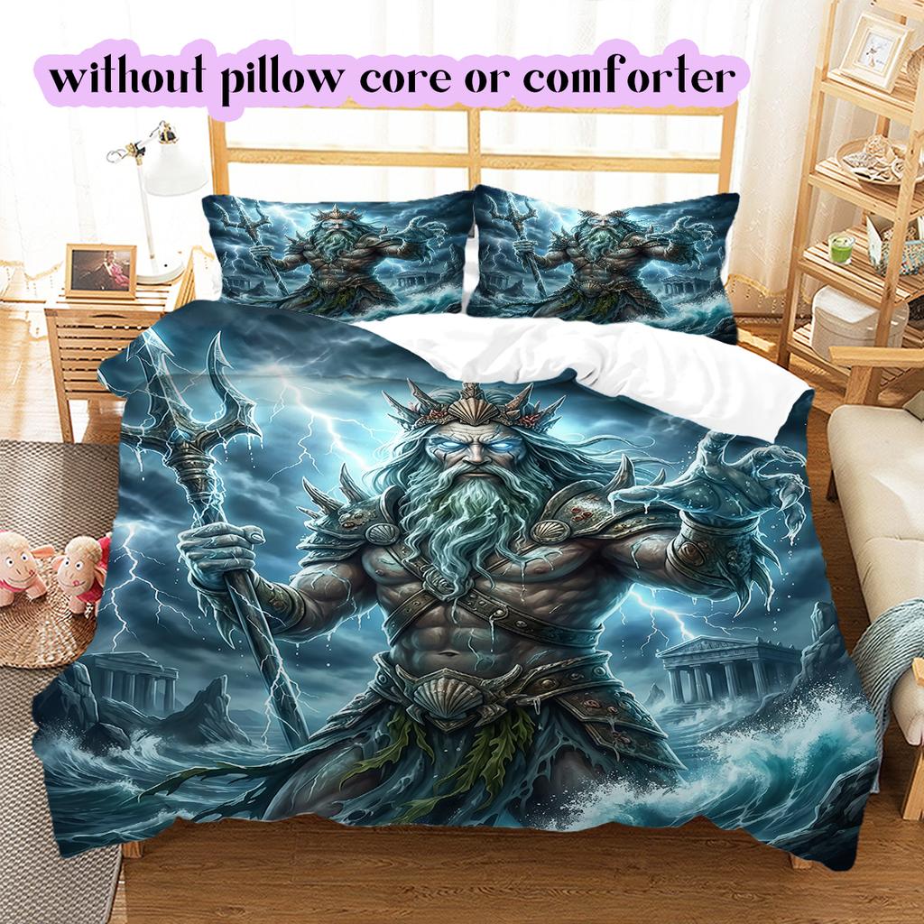 mythological figures Pattern Bedding Quilt Set Quilt Cover Pillowcase Home Decoration Birthday Gift (1 * duvet cover + 2 * pillowcase, without core)