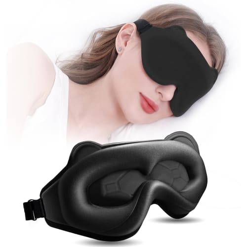 

Amzstar Sleeping Eye Mask, 99.99% Light Blocking, Adjustable, Soft and Comfortable, 3D Construction, Unisex (Black)