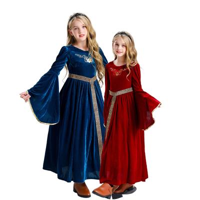 Halloween Children's Medieval Court Princess Costumes, Girls' Vintage Dresses, Girls' Stage Drama Costumes