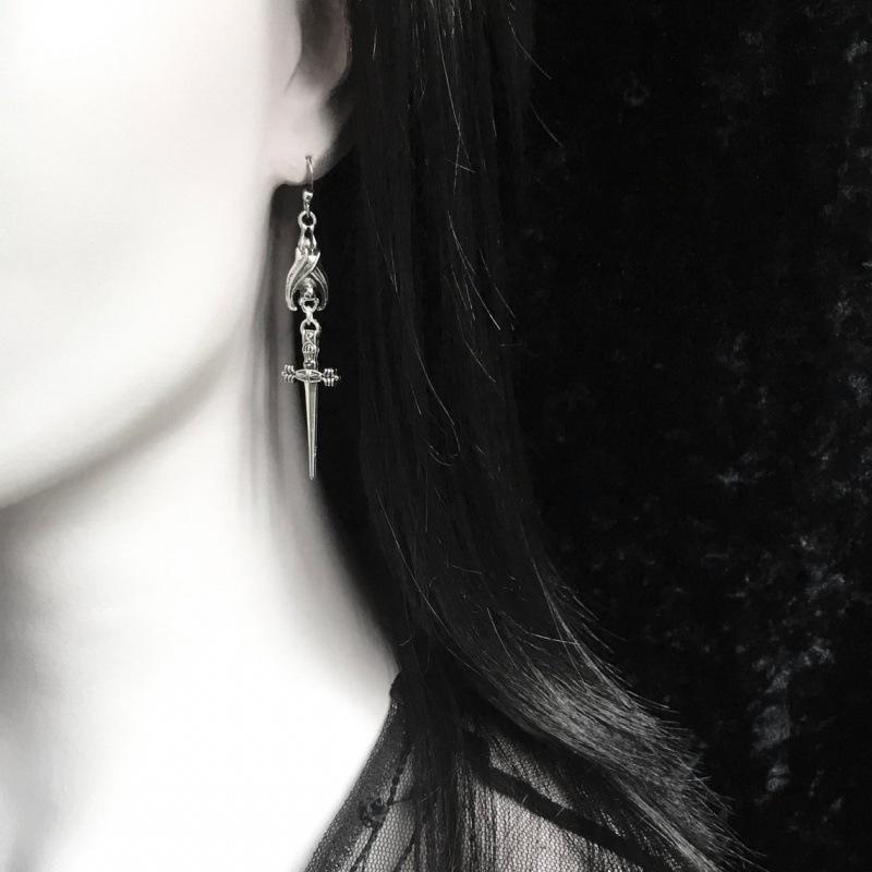 New Gothic Vampire Bat & Sword Earrings: Perfect Halloween Gift for Bat Lovers