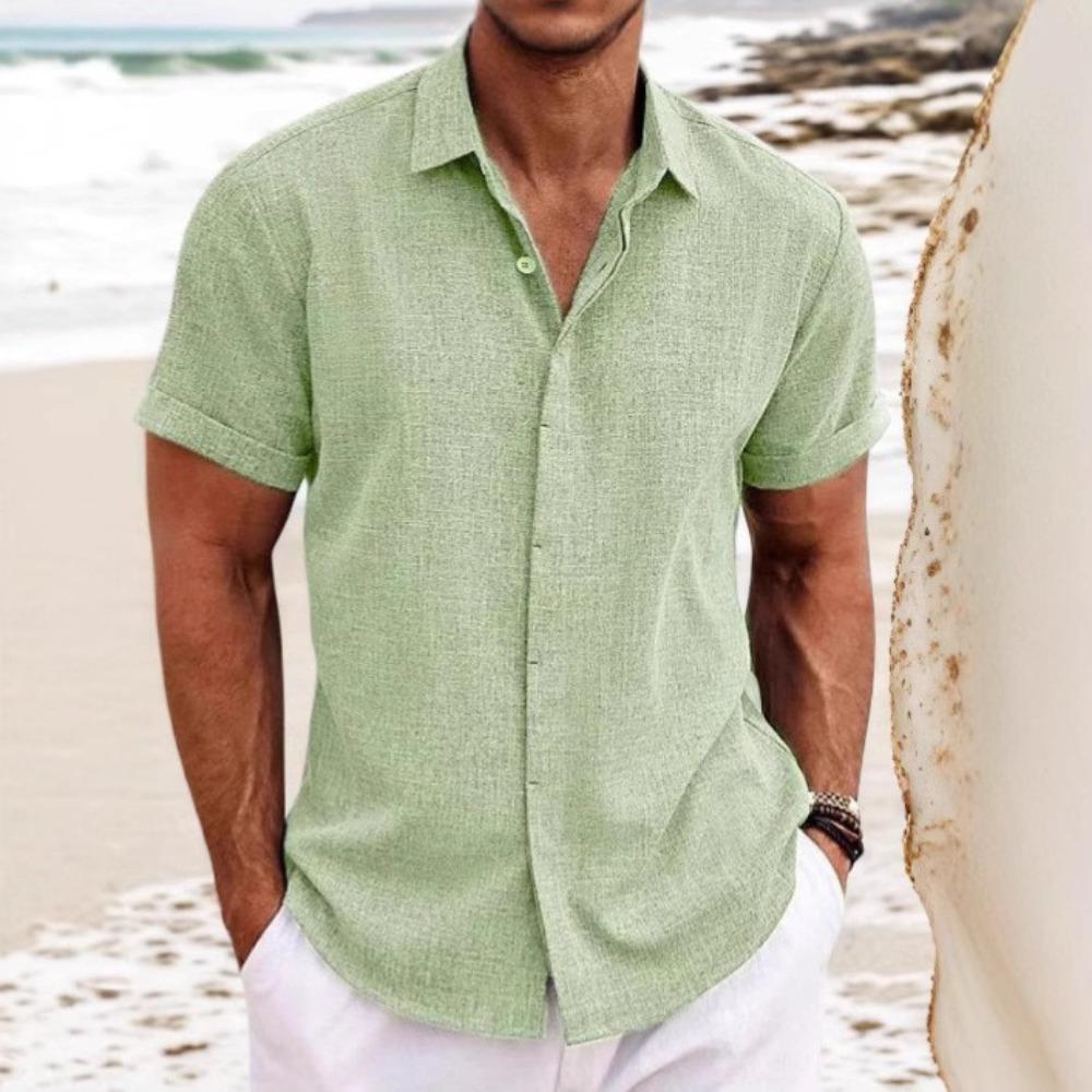 Men's Shirts Short Sleeve Button Up Shirt Casual Summer Loose Fit Home Style Shirts