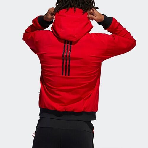 adidas Men's Red Hooded Sports Jacket