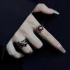 Black Thorn Lava Ring Gothic Style with Crystal Liquid Metal Open Ring Stylish Accessory for Parties or Everyday Wear