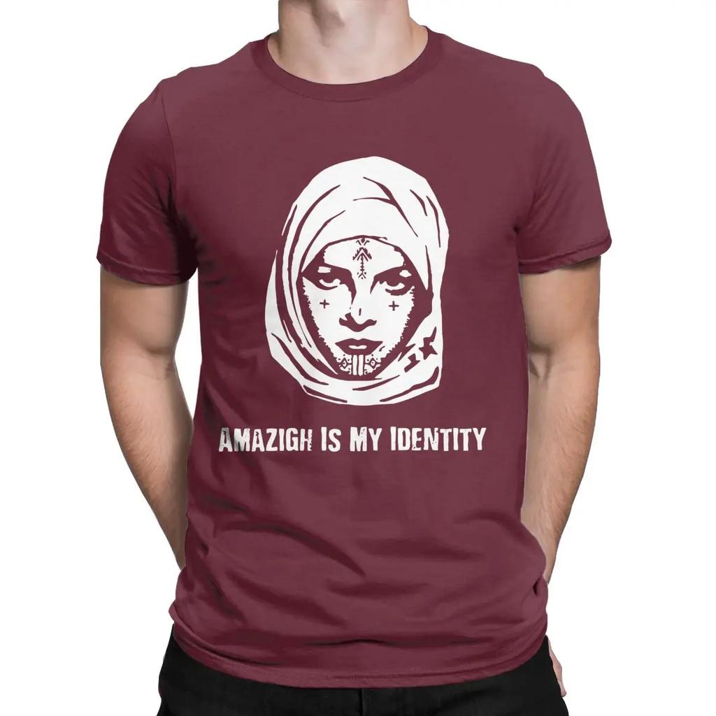 Summer Harajuku Amazigh Is My Identity Men's Berber Face with Tattoos Casual Tees Short Sleeve O Neck T-Shirt Pure Cotton Summer