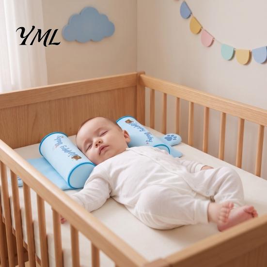Adjustable Spacing Pillow Baby Head Shaping Pillow, Breathable Anti-Flat Crib with Portable Travel Air Rollers, Ergonomic Newborn Sleep Support