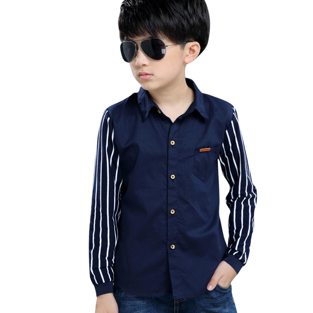 Camicia da gentiluomo con chiusura a righe a maniche lunghe per bambini e ragazzi