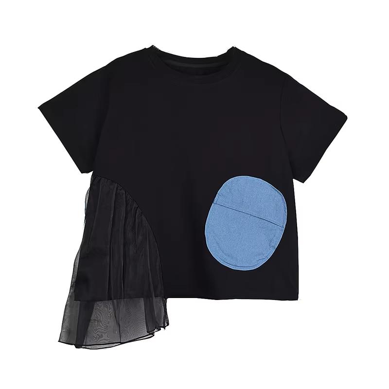 

Xitao Асимметричная футболка из марли контрастного цвета GJ1139 One Size чёрный