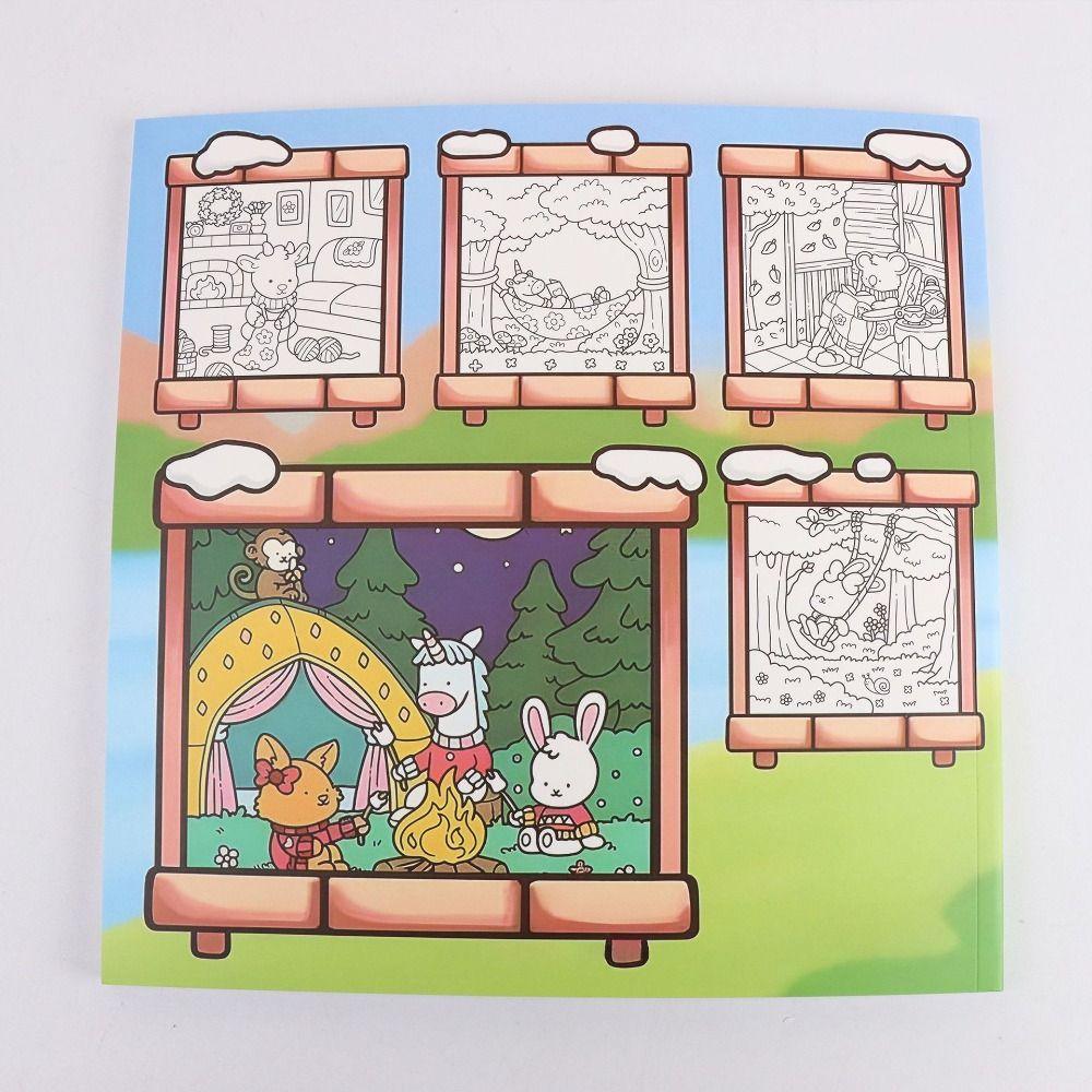 Educational Watercolor Painting Book Relax Filling Color Book Spooky Cute Coloring Book Kids Gift