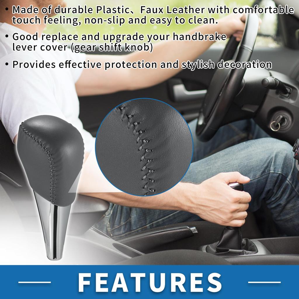 ABSOPRO Automatic Gear Shift Knob for Toyota Camry Plastic Faux Leather Automotive Gearbox Stick Shifter Lever Gray with Gray Stitching 2007-2014,
