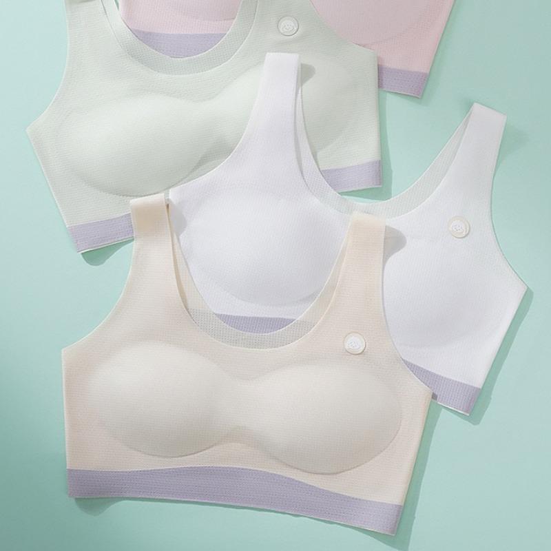 Seamless Soft Comfortable Bandeau Training Vest for Growing Puberty Girls Breathable Skin Friendly Kids Developmental Underwear for School Students