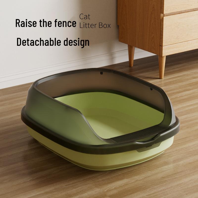 Large Semi-Enclosed Anti-Splash Cat Litter Box with Thickened Corridor Design