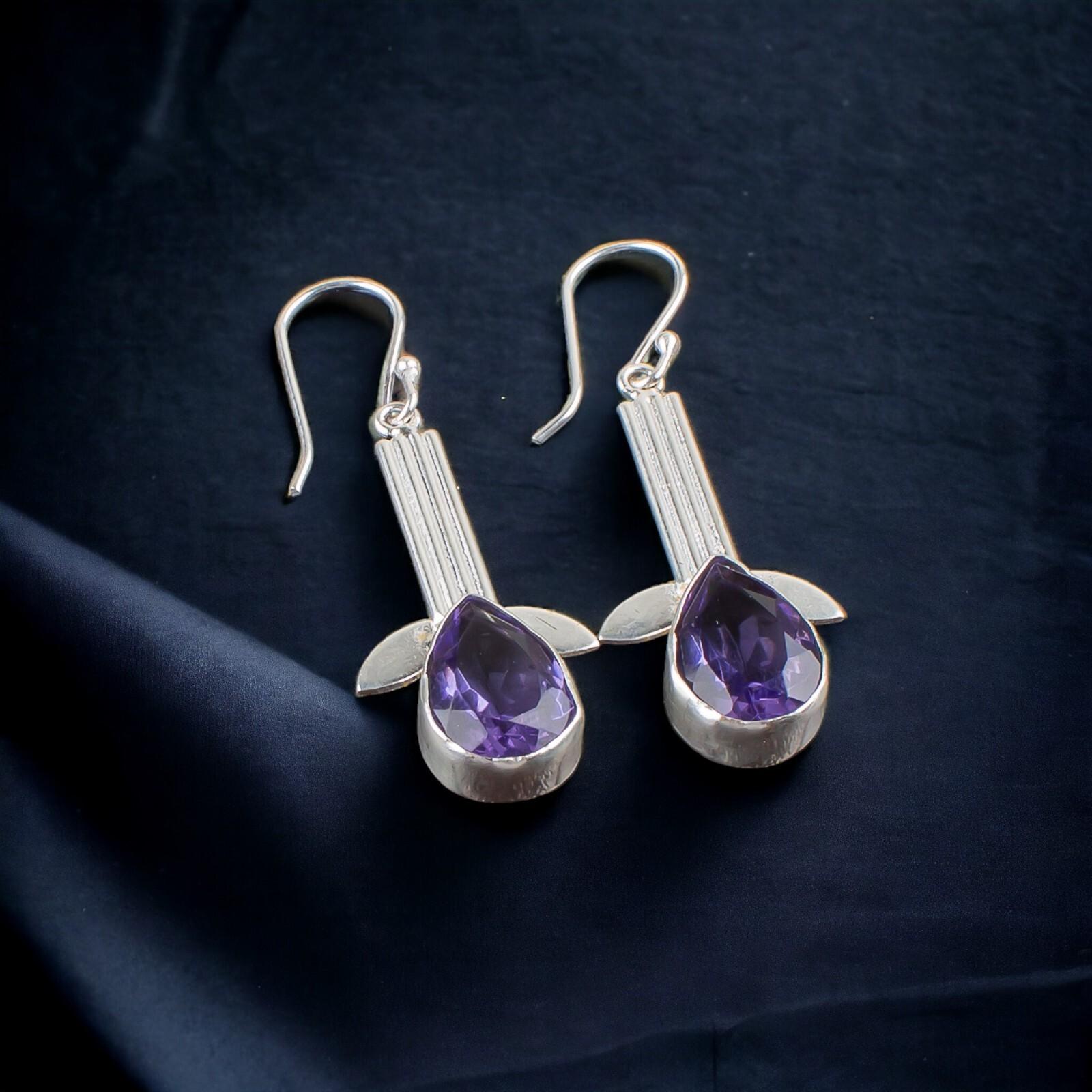

Natural Iolite Gemstone 925 Sterling Silver Handmade Jewelry Earring For Wife EE-36-7