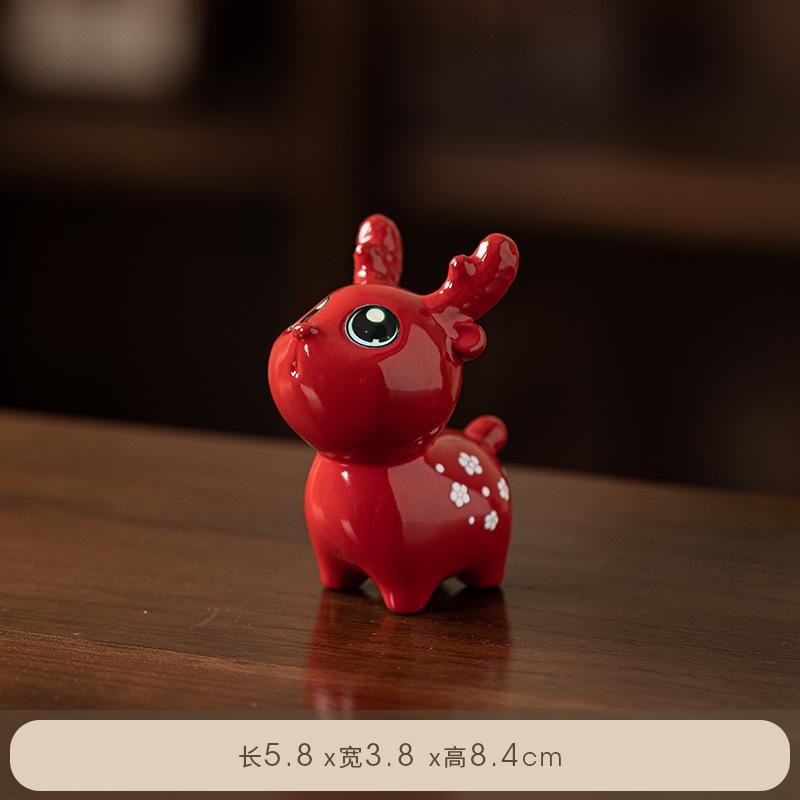 Cute Sika Deer Ceramic Ornament Office Desk Decoration Home Decoration Gifts for Guests