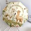 Alpaca and Grass Pattern, Automatic Folding Umbrella, Portable and Foldable Design, 8 Ribs, a Christmas or Birthday Gift.