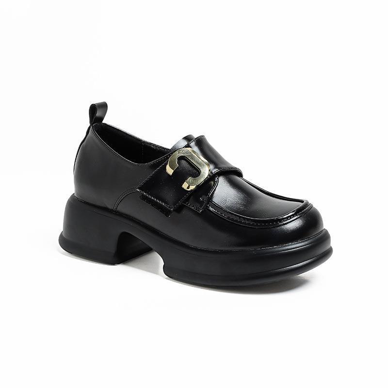 Yuexinwang genuine leather flat for Huizhou women's shoes grape mother same small leather shoes inner height increase thick sole small size loafers w