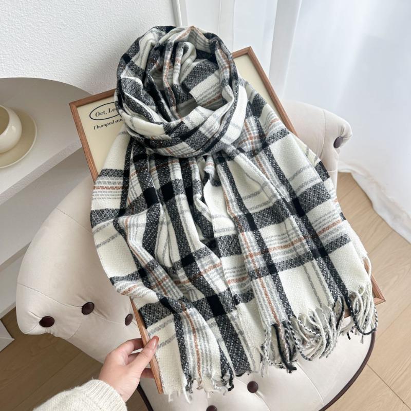 Lazy Wind Fashion British Plaid Brown Scarf Women's Winter Plaid Shawl Warm Scarf