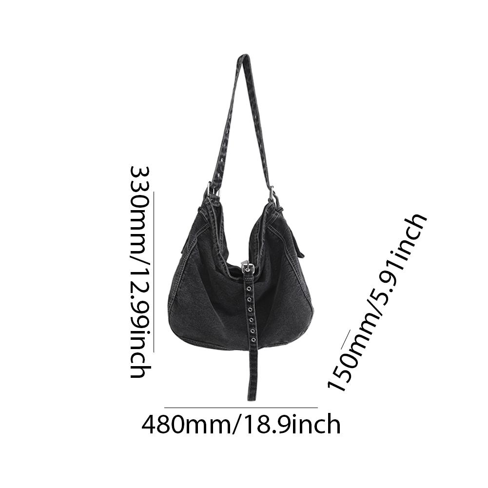 Damen Jeans Umhängetasche Große Kapazität Schultertasche Verstellbarer Riemen Vintage Umhängetasche Mehrere Fächer Lässige Messenger Bags