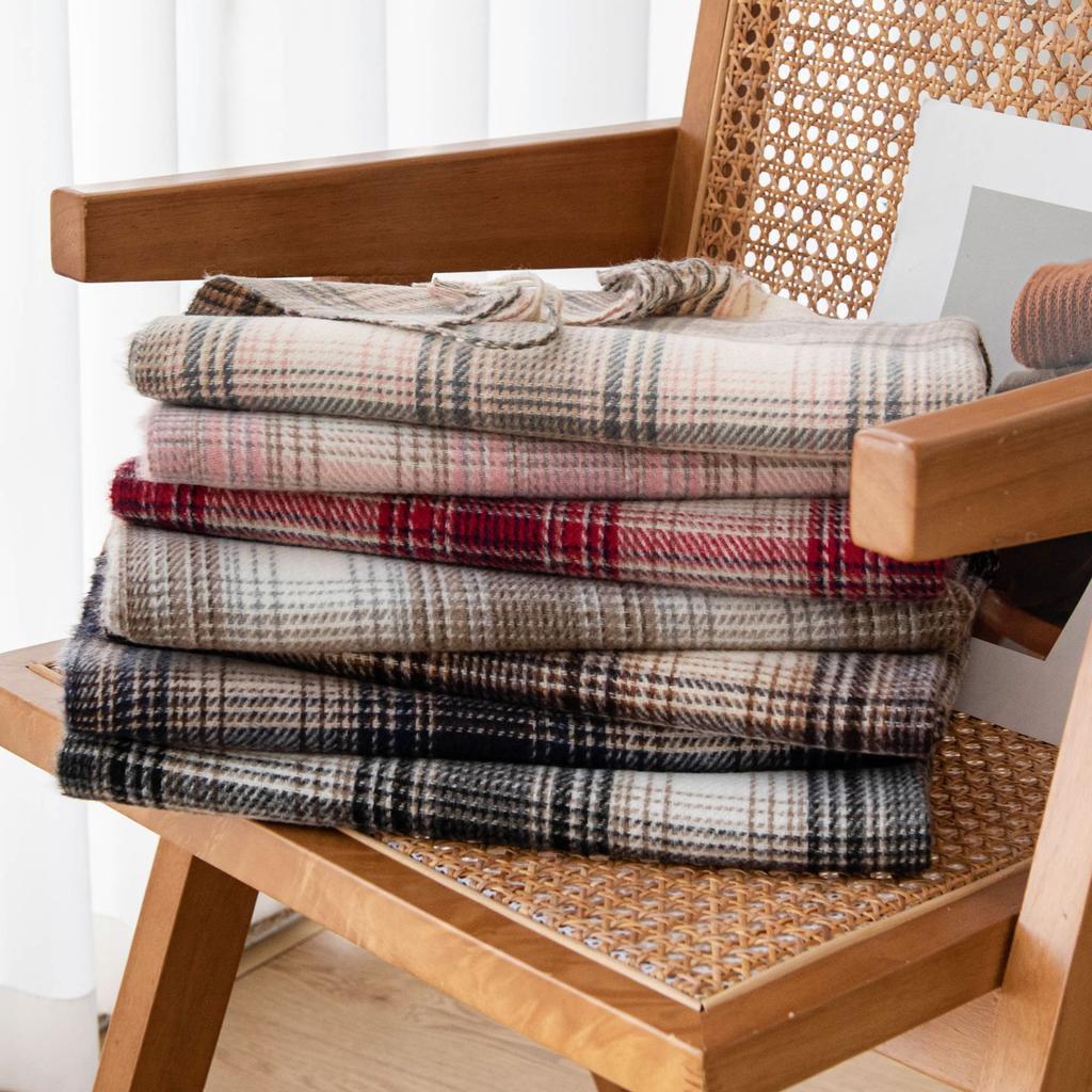 Gentle Gradient Color Small Plaid Scarf High End Girls Winter Couple Student Scarf Warm Thickened Scarf Shawl