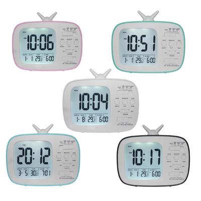 TV Shape Digital Display Alarm Clock With Thermometer and Calendar for Student Bedroom