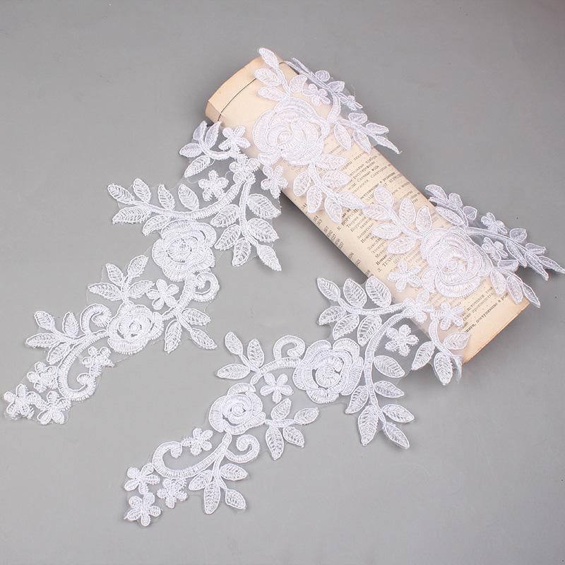 1 Par Broderiklistremerker Klesstilbehør Brudekjole DIY Kantblonder 16*36CM Syapplikasjon