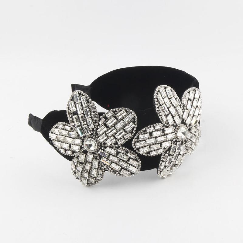 Baroque sponge hair accessories - new wide-brimmed, full-diamond floral headband