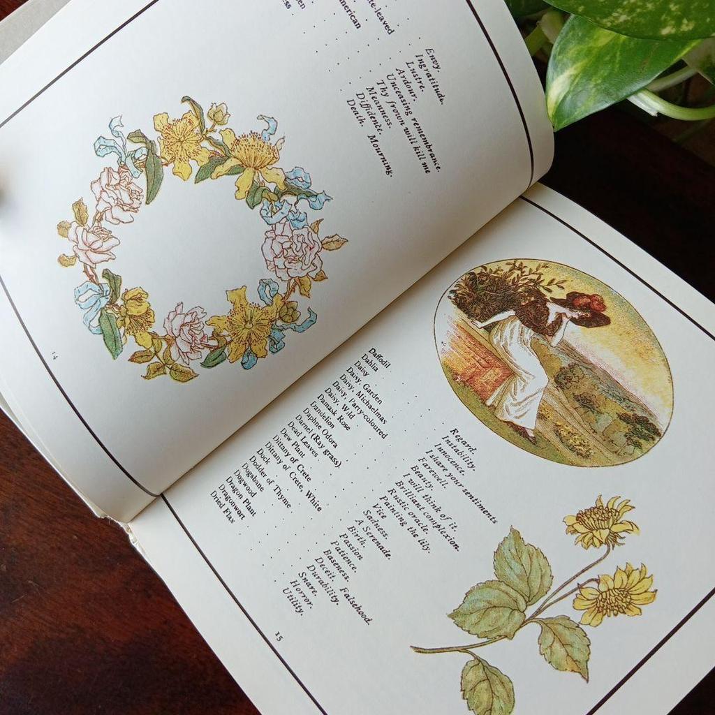 [USED] Old Western Books, 1884, Flower Language: Delicate Lines and Beautiful Colors, Kate Greenaway Art Collection