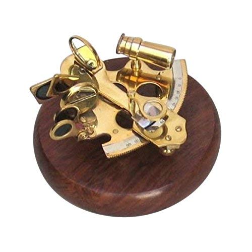 Nagina International Brass Sextant, Wooden Base - Nautical Decor QKR-S8V-7V1