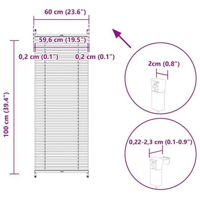 Store plissé en blanc 60 x 100cm 240593