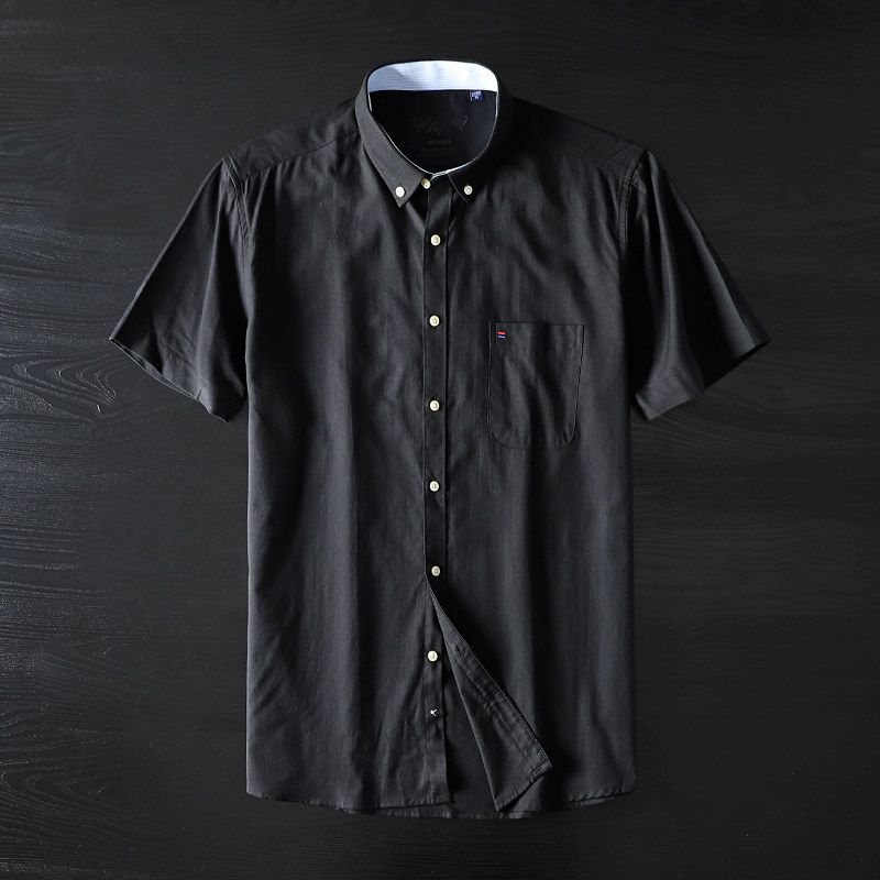 Fashion Brand Cattle Goods Short-Sleeved Pure Color All-Matching Casual Shirt